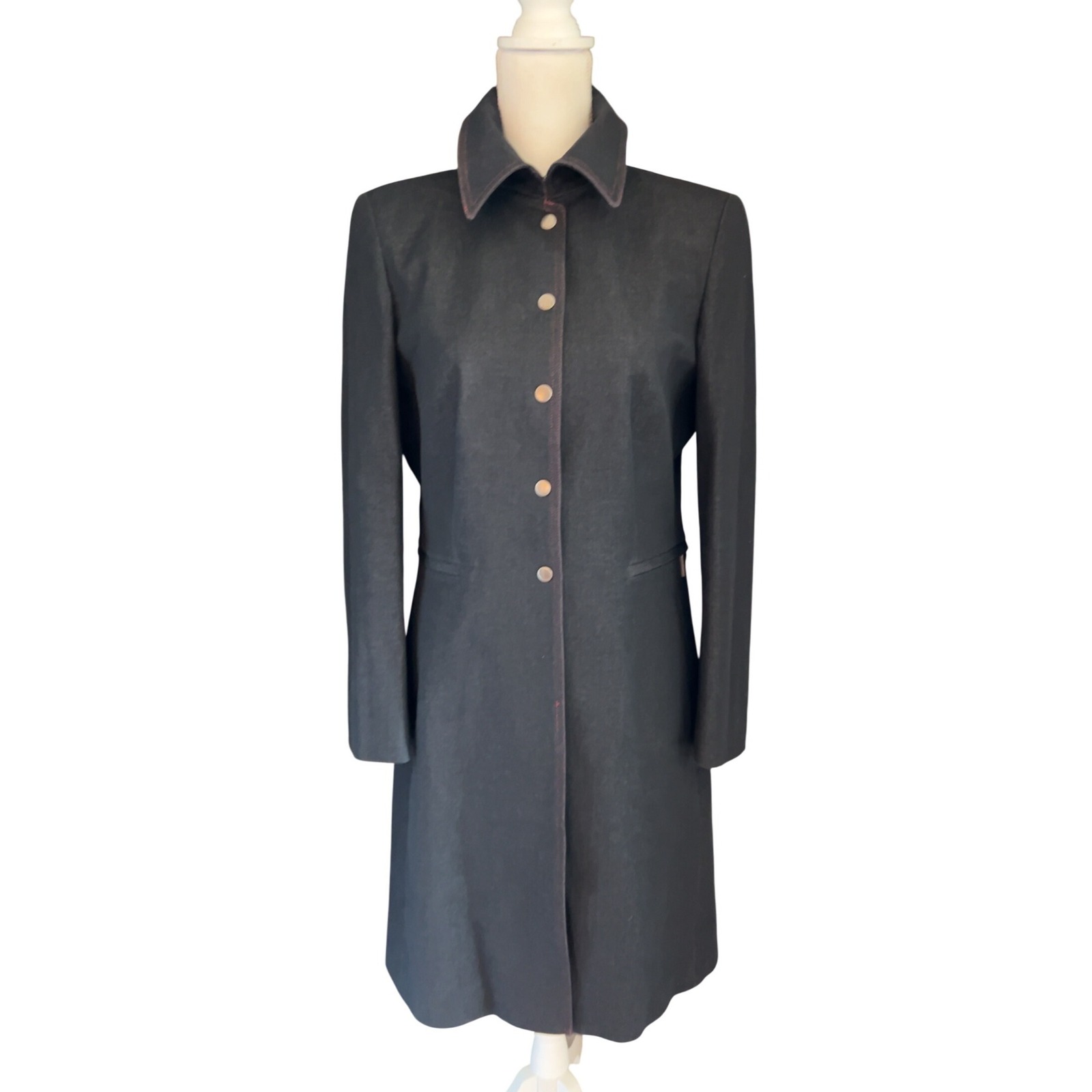 Elie Tahari Dark Grey Trench Coat Size 10